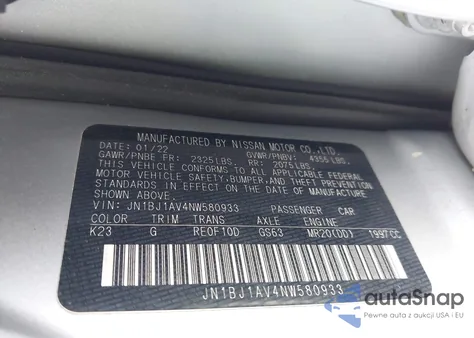 2022 Nissan Rogue Sport S Fwd Xtronic Cvt from USA, damaged, VIN JN1BJ1AV4NW580933